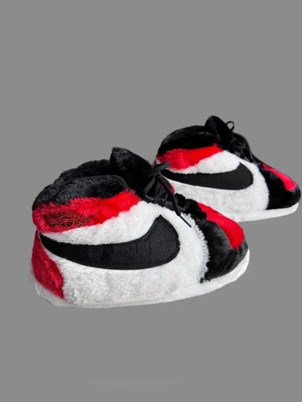 Plush Sneaker Slippers unisex high-top Red Black White one size fits all